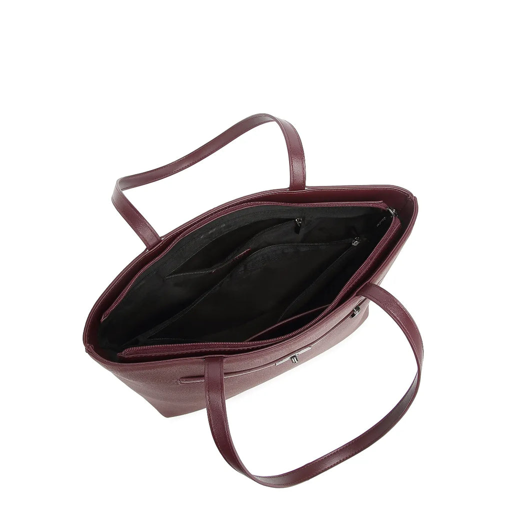 Wine Structured Shoulder Tote Bag for Women