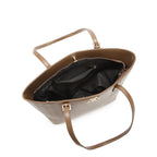 Brown Textured Panel Tote Bag for Women