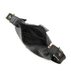 Black Embossed Floral Leather Hobo Bag for Women