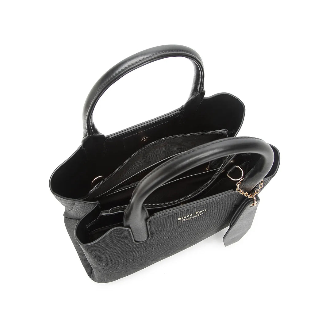 Black Canvas Structured Handbag for Women