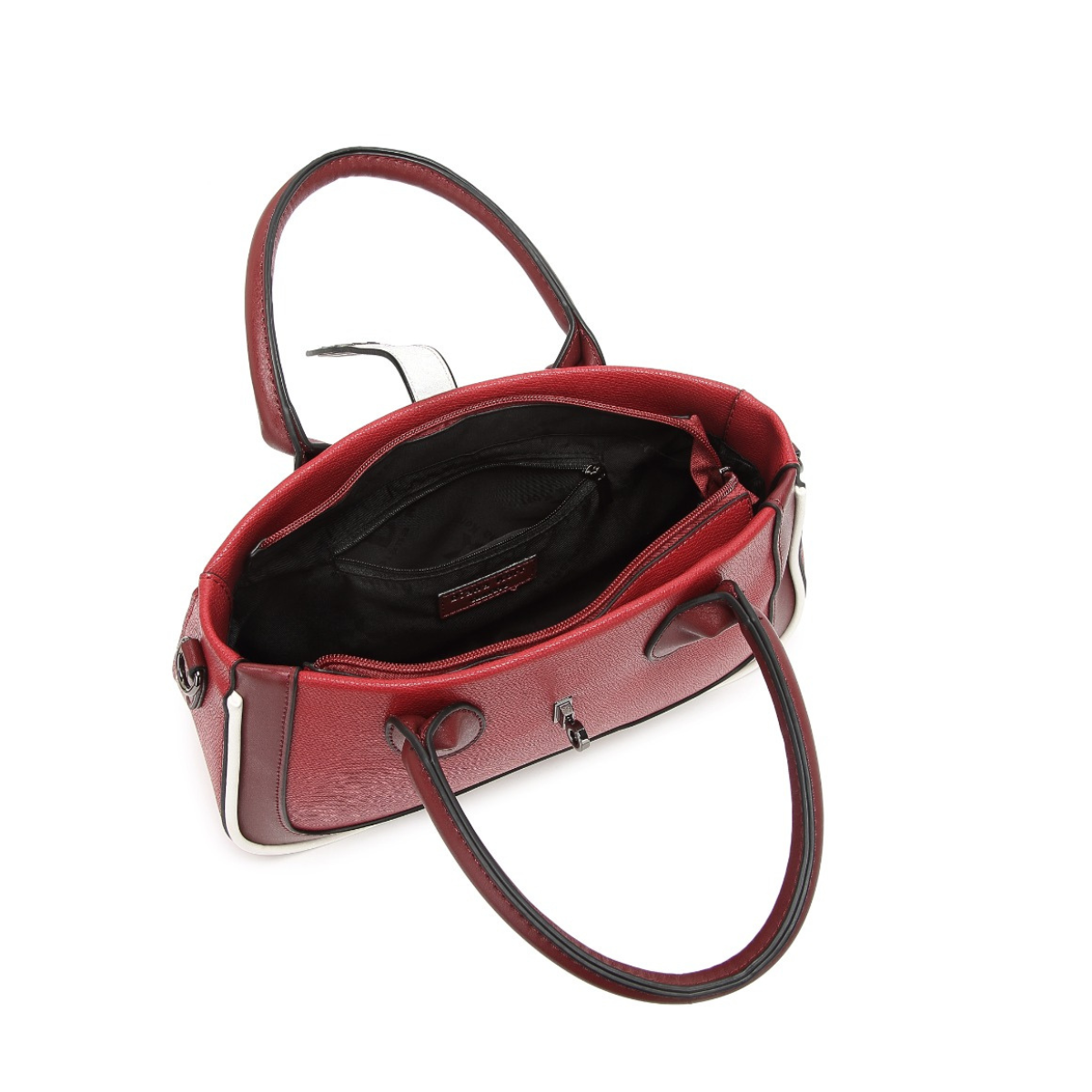 Maroon Women's Dual Tone Top Handle  Handbag with Detachable Shoulder Strap