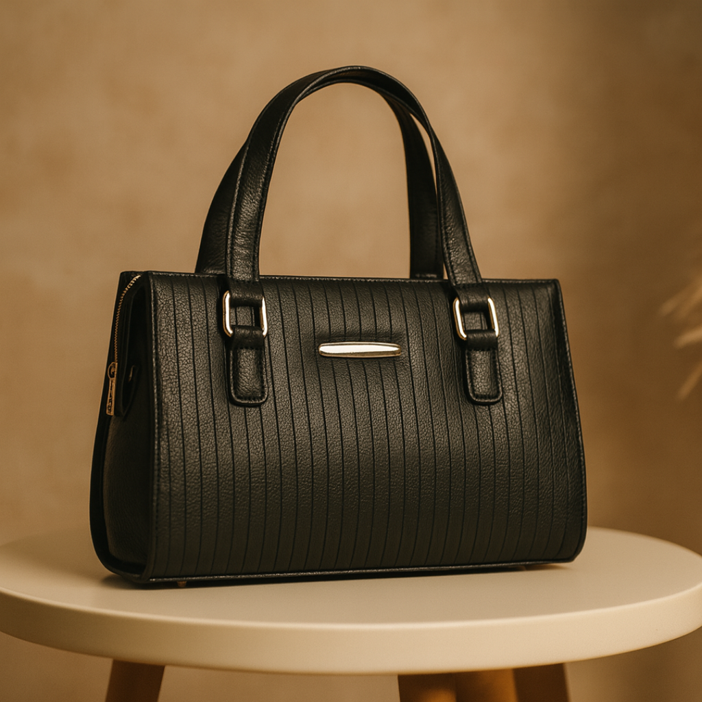 Elara Textura Classic Black Tote HandBag for Women-Premium PU Leather Elegant Handbag