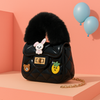 Noiré Luxe Quilted Fur Handle Handbag for Girls