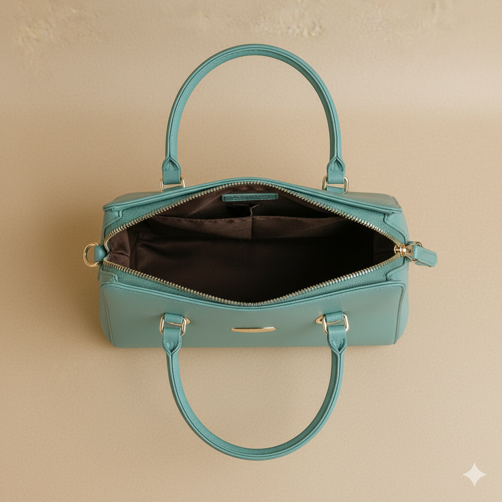 Caramel Blue Structured Tote HandBag For Women