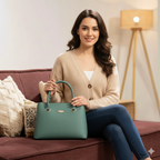 Caramel Blue Structured Tote HandBag For Women