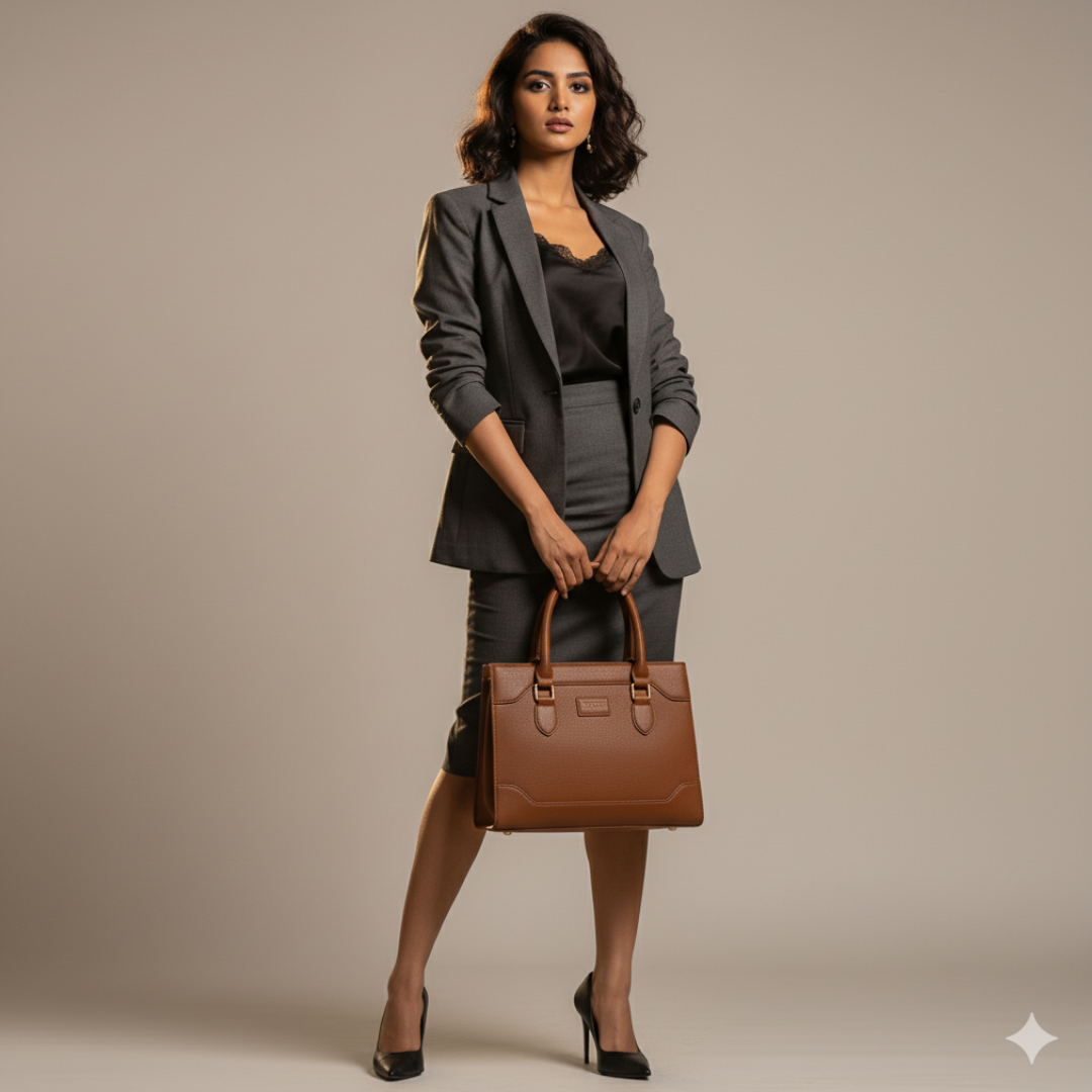 Classic Structured Tote Brown HandBag For Women