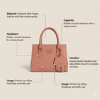 Classic Structured Tote Pink HandBag For Women – Premium Office & Casual Handbag
