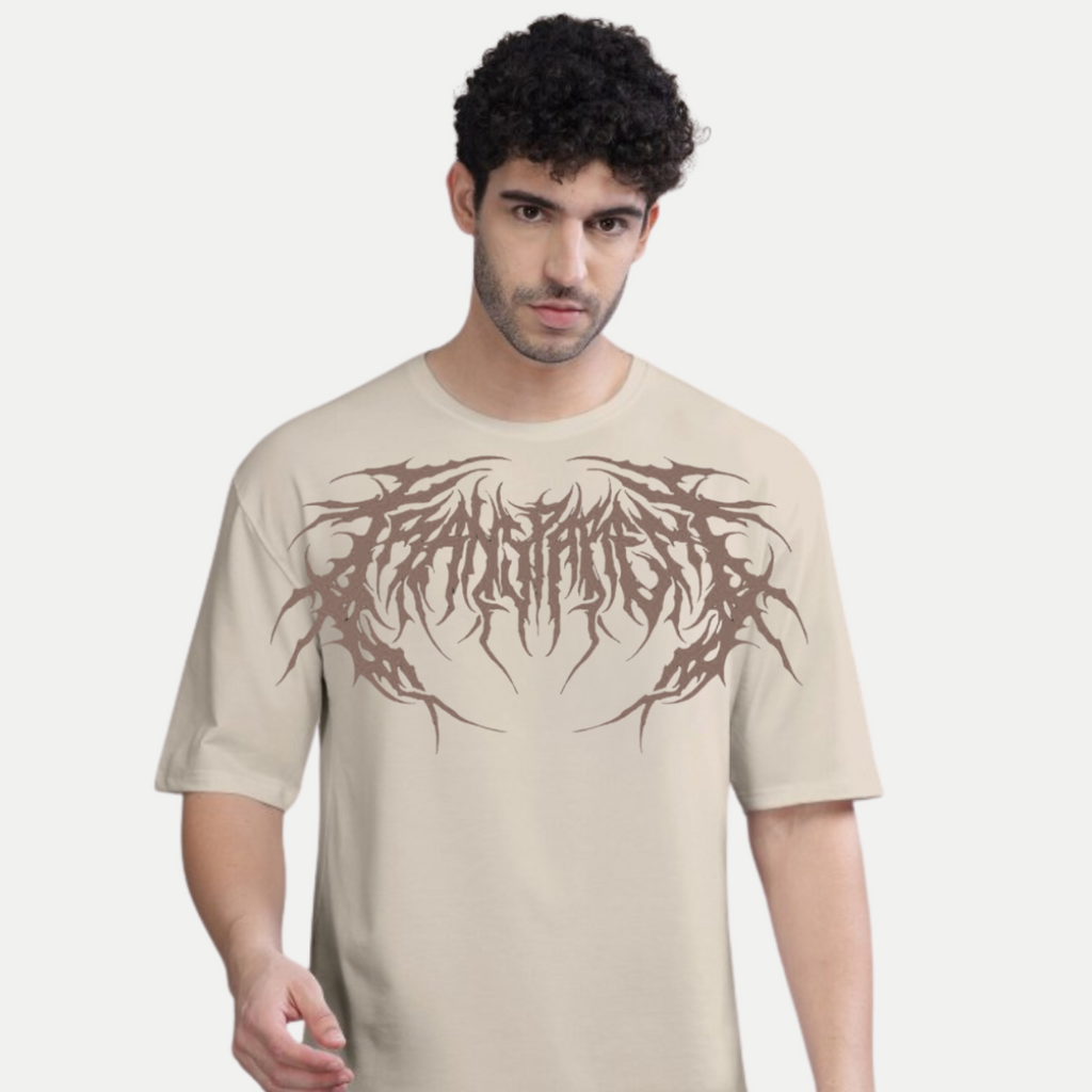 Men’s Oversized Graphic Tee – Abyss Thorn | Cream/White/Black/Grey