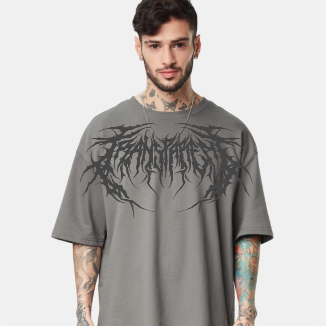 Men’s Oversized Graphic Tee – Abyss Thorn | Cream/White/Black/Grey