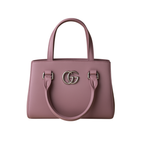 Elegant Vegan Leather Handbag with Silver GG Logo