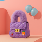 Noiré Luxe Quilted Fur Handle Handbag for Girls