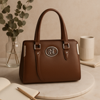 Elegant Vegan Leather Handbag with Silver GG Logo