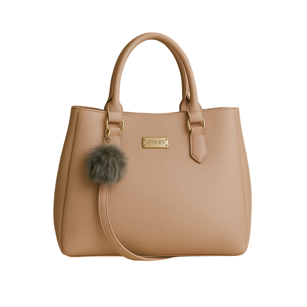 Rivaara Luxe Mocha Charm Pink Structured Tote Handbag For Women