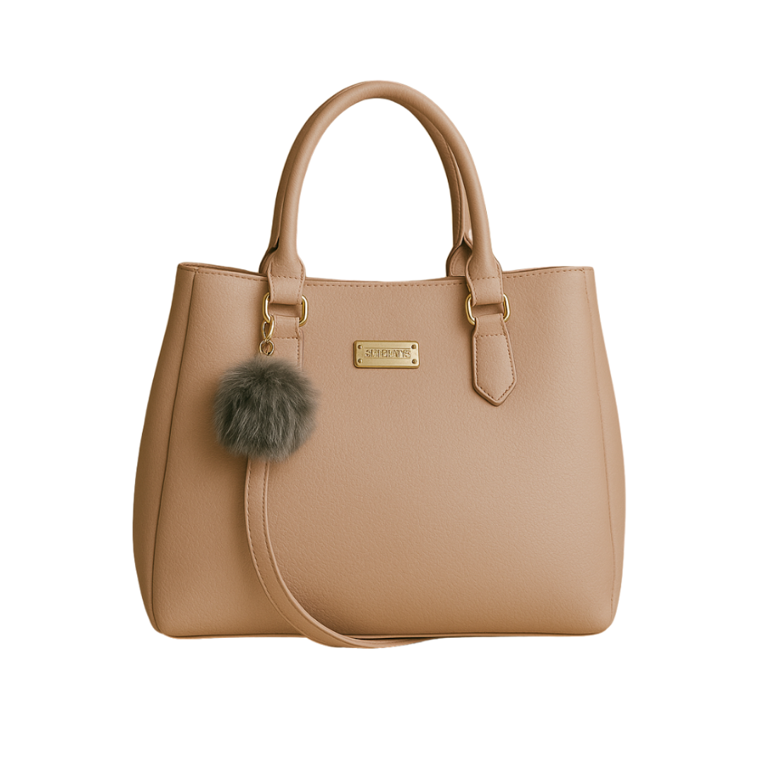 Rivaara Luxe Mocha Charm Pink Structured Tote Handbag For Women